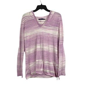 3/$15 prAna Purple White Striped Long Sleeve Lightweight Hoodie Size Large